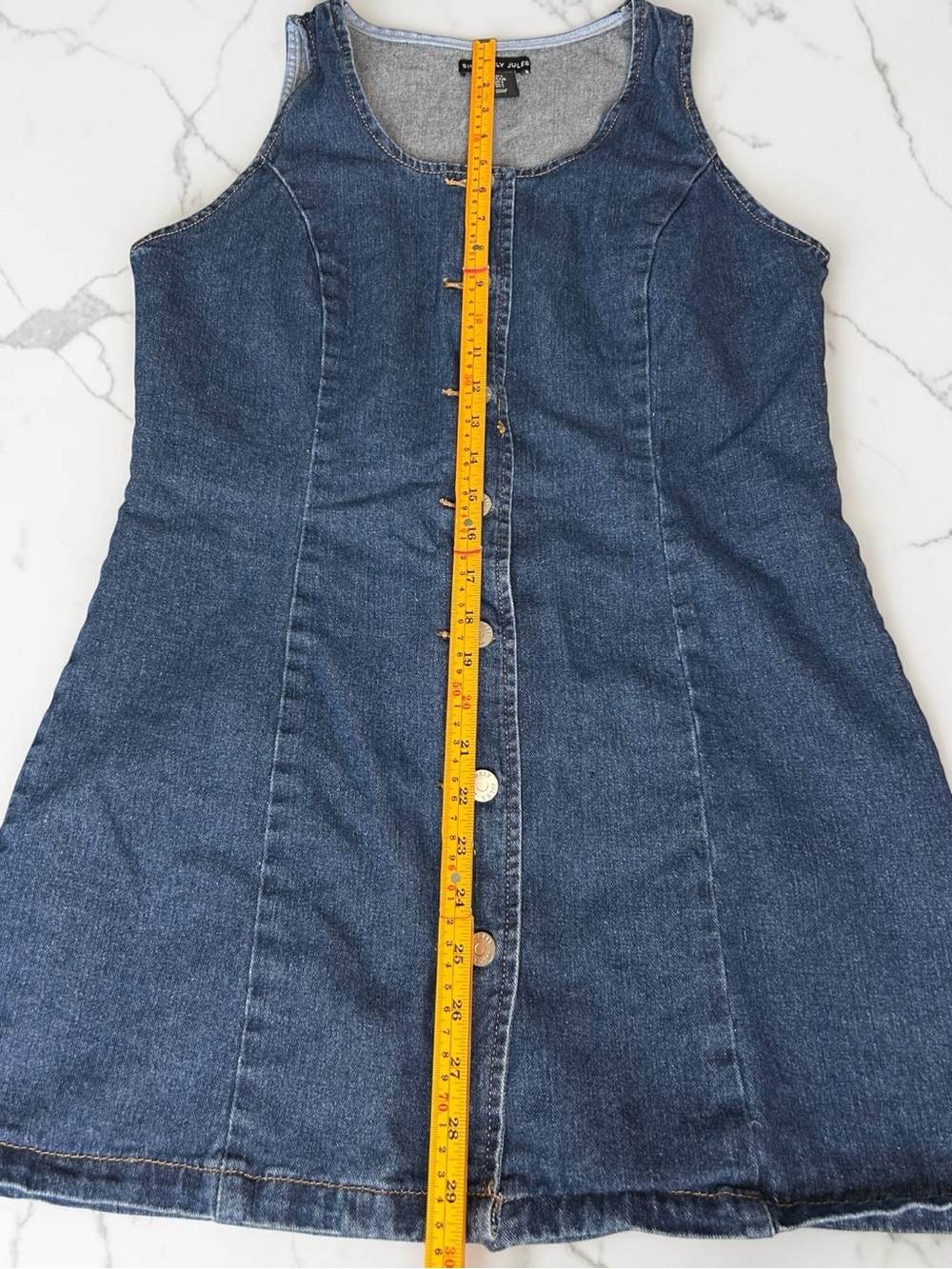 Sincerely Jules Button Front Denim Mini Dress Blue Sleeveless Size Large - Picture 3 of 6